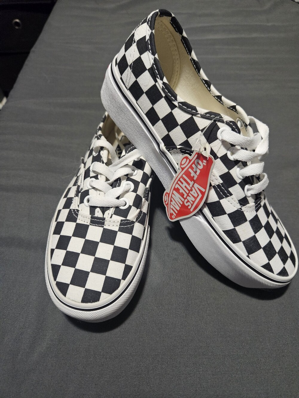 Vans Checkerboard Lace-Up Sneakers - Black & White. Never Worn